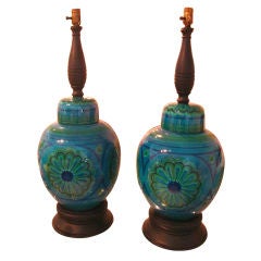 Pair of Mid Century Pottery Lamps