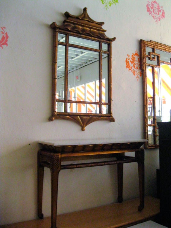 Hollywood Regency Pagoda Mirror and Console<br />
Console 29