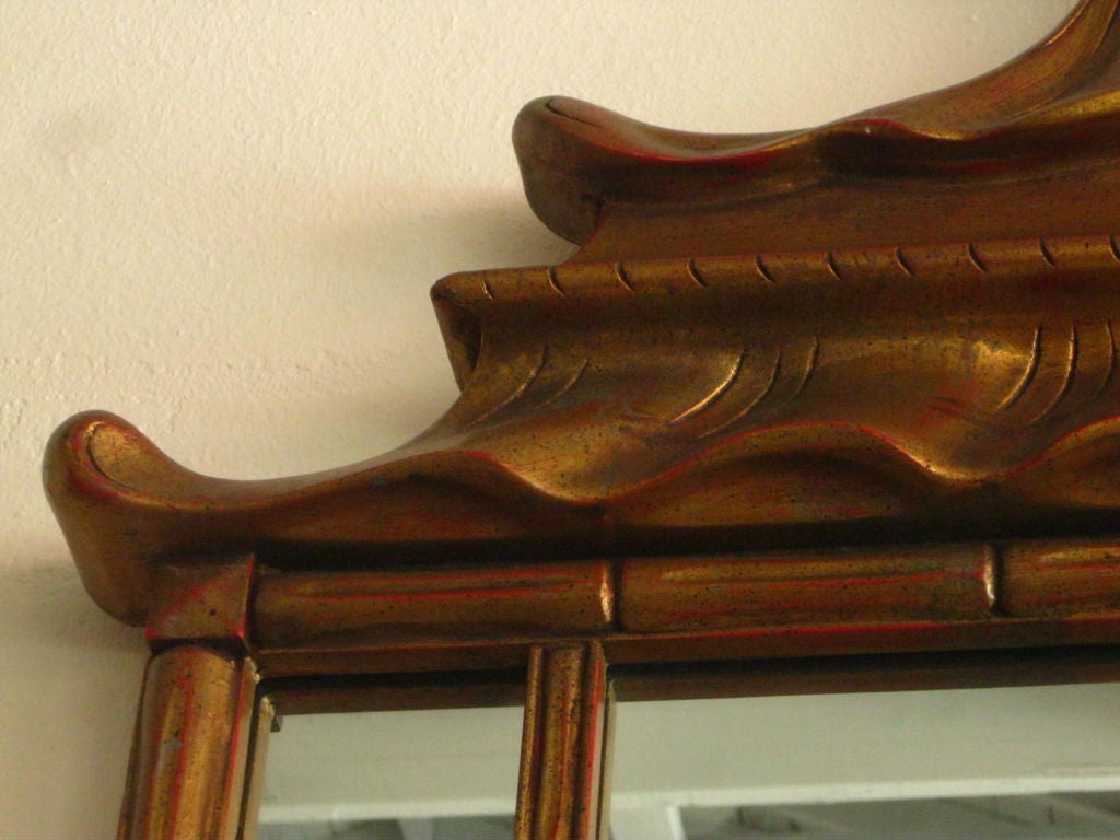 Wood Pagoda Mirror and Console