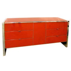 Reverse Painted Glass Credenza
