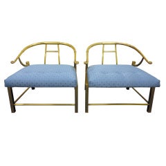 Brass Ming Style Arm Chairs by Mastercraft