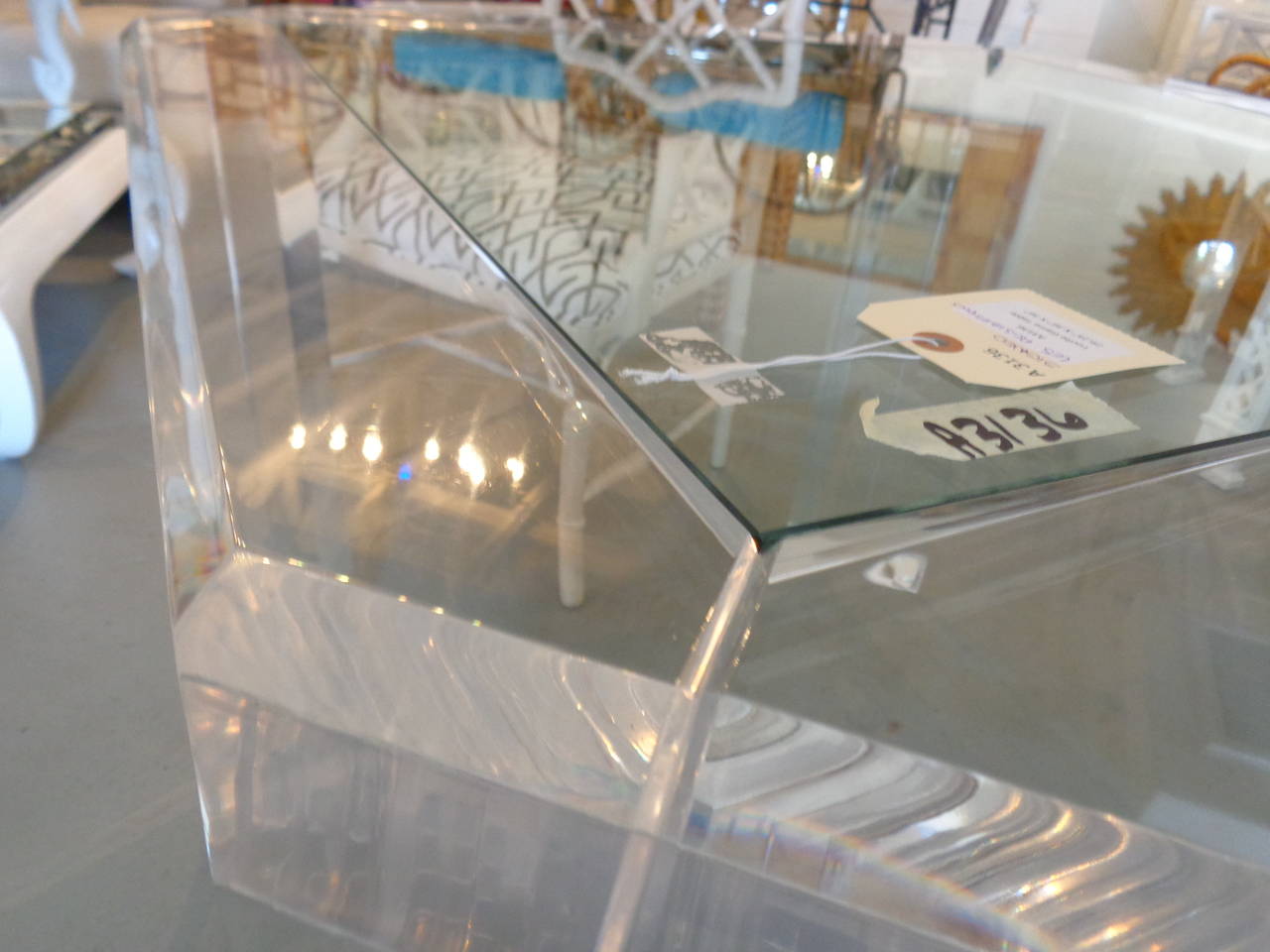 Glass Lucite Les Prismatiques Game Table