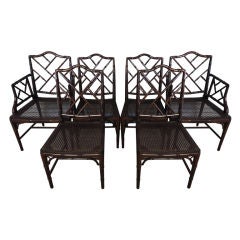 Set of 6 Faux Bamboo Chinese Chippendale Chairs