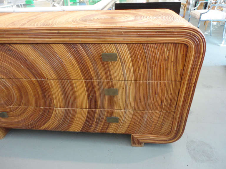 Rattan Dresser and Night Stand In Good Condition In West Palm Beach, FL