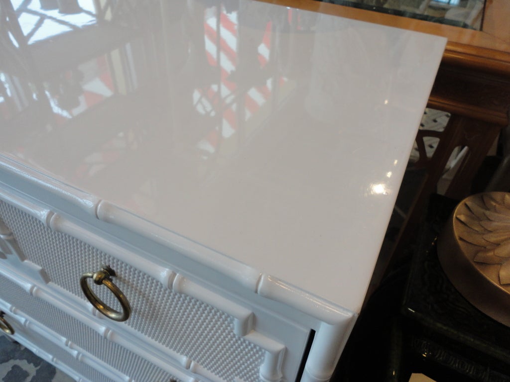 Faux Bamboo Chest that has been lacquered.

keywords:  VINTAGE Palm Beach, Hollywood Regency, dresser, faux bamboo
