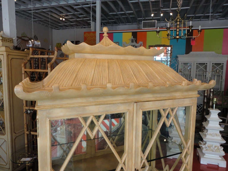 Hollywood Regency Pagoda Cabinet on Stand