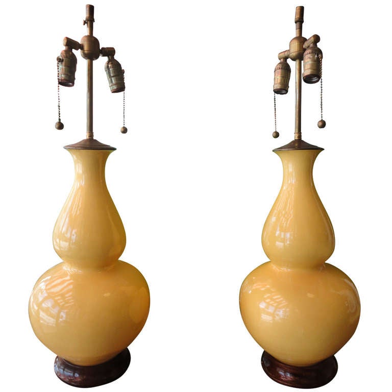 Pair of Gourd Lamps at 1stDibs