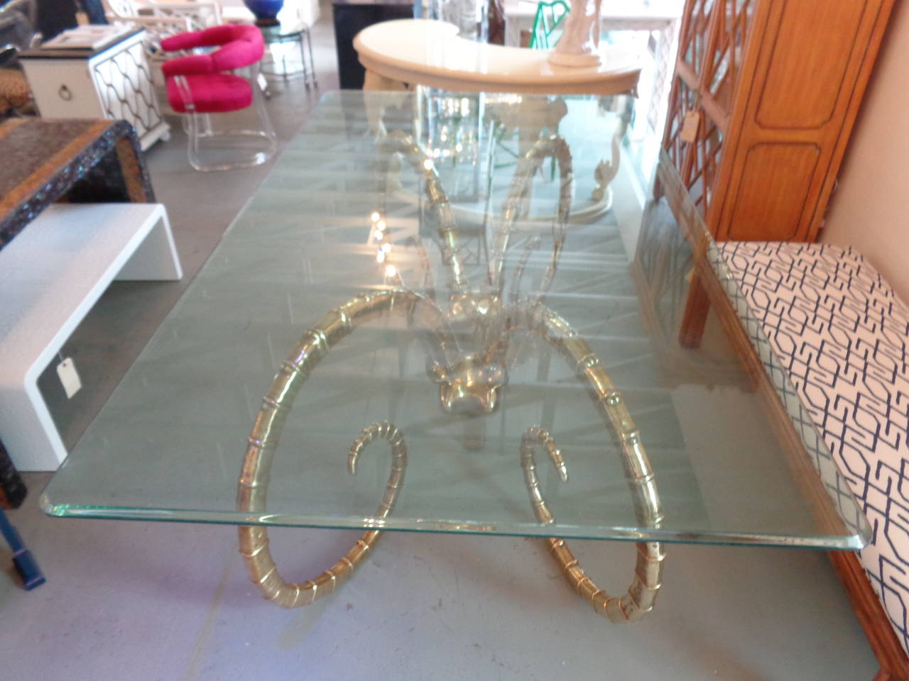 Brass Rams Head Dining Table For Sale 2