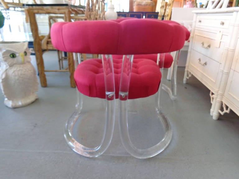 Pair of Lucite Tufted Chairs 1