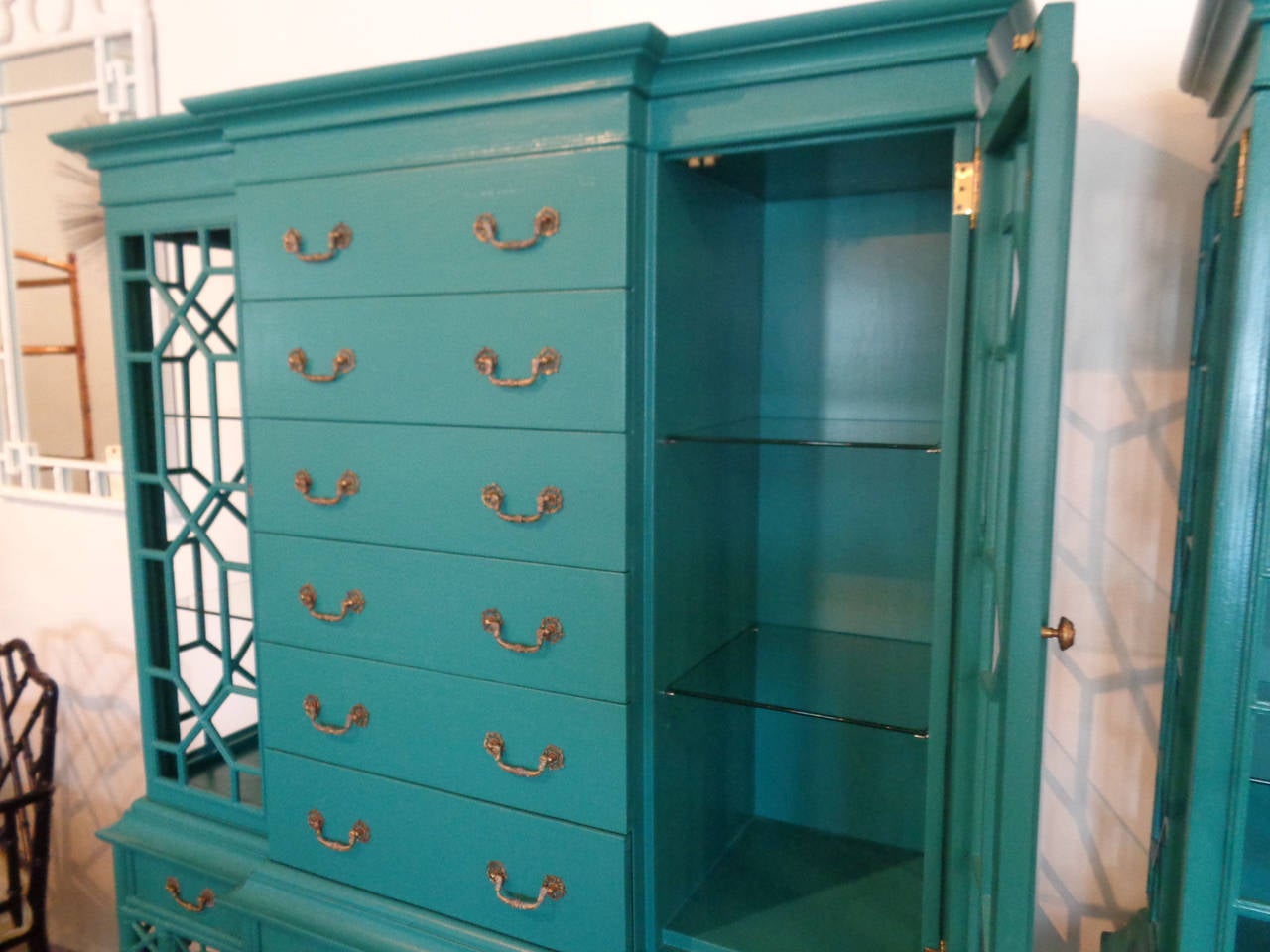 Painted Maitland Smith CHIPPENDALE Style Cabinets