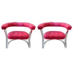 Pair of Lucite Tufted Chairs