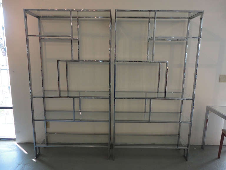 Pair of Chrome Milo Baughman Etageres