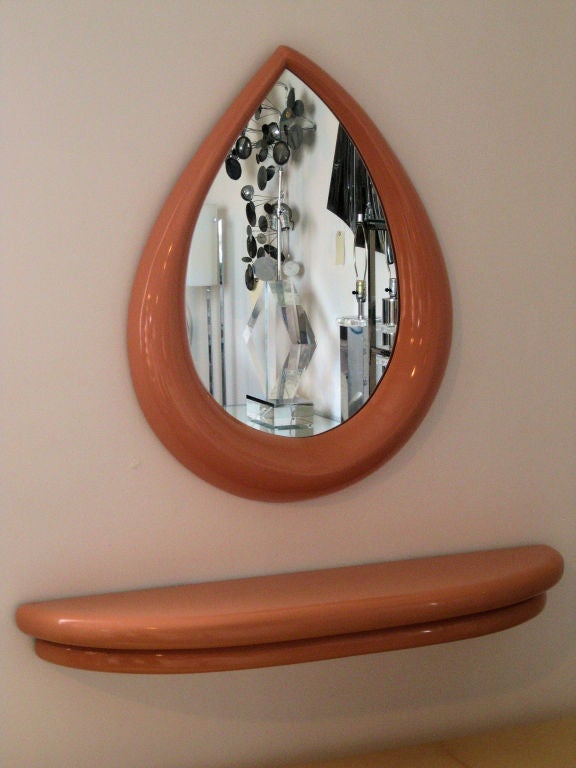 Teardrop Lacquered Mirror and Console