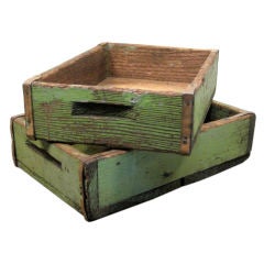 SET OF 2 PRIMITIVE WOOD BOXES