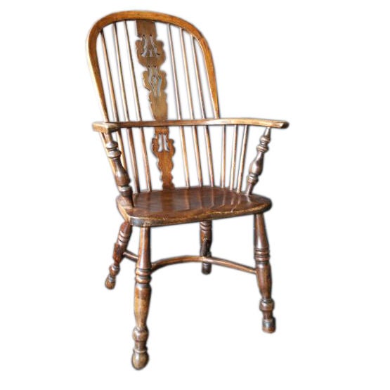 ANTIQUE BOW BACK WINDSOR ARM CHAIRS, c. 1860 For Sale