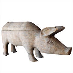 1930's American Folk Art Wood Pig