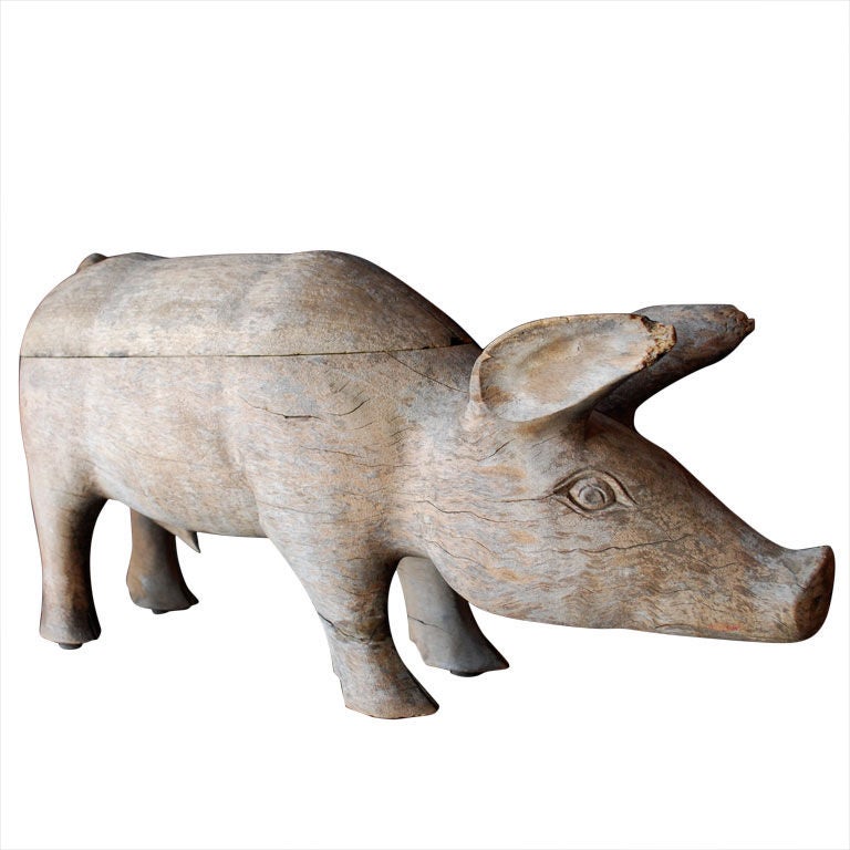1930
s American Folk Art Wood Pig