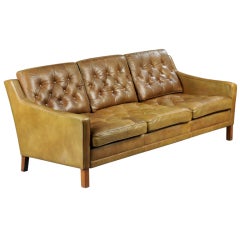 Danish Tufted Leather Sofa