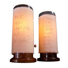 PAIR OF EDISON LIGHTS WITH CUSTOM SLEEVES BY DANIEL PONTIUS