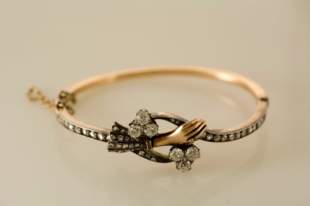Victorian Diamond  Clasped Hand Bangle