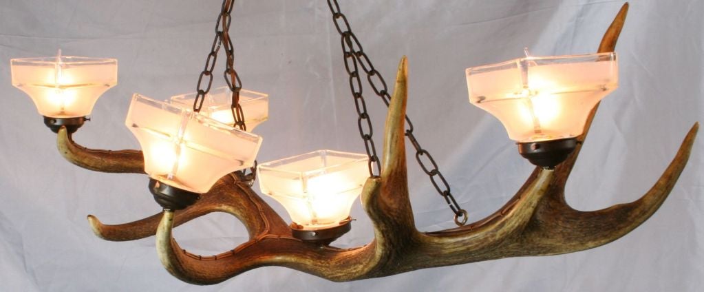 LARGE Vintage Bavarian Antler Horn Chandelier Lighting