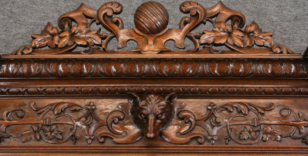 Antique French Carved Hunting Buffet Double Twist For Sale 4