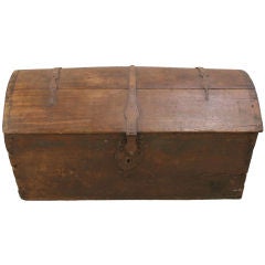 Rustic Antique French Country Oak Hand-Made Trunk