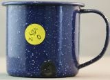 Vintage French Blue Speckled Enamelware  Coffee Cup