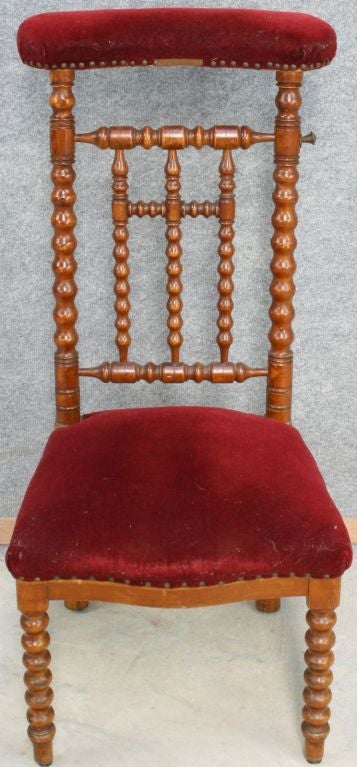 Mahogany Antique French Prie Dieu Prayer Chair Kneeler Cross For Sale