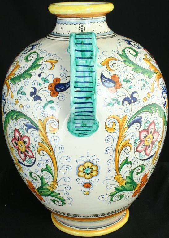 Ceramic Large Vintage Italian Deruta Majolica Vase Jar