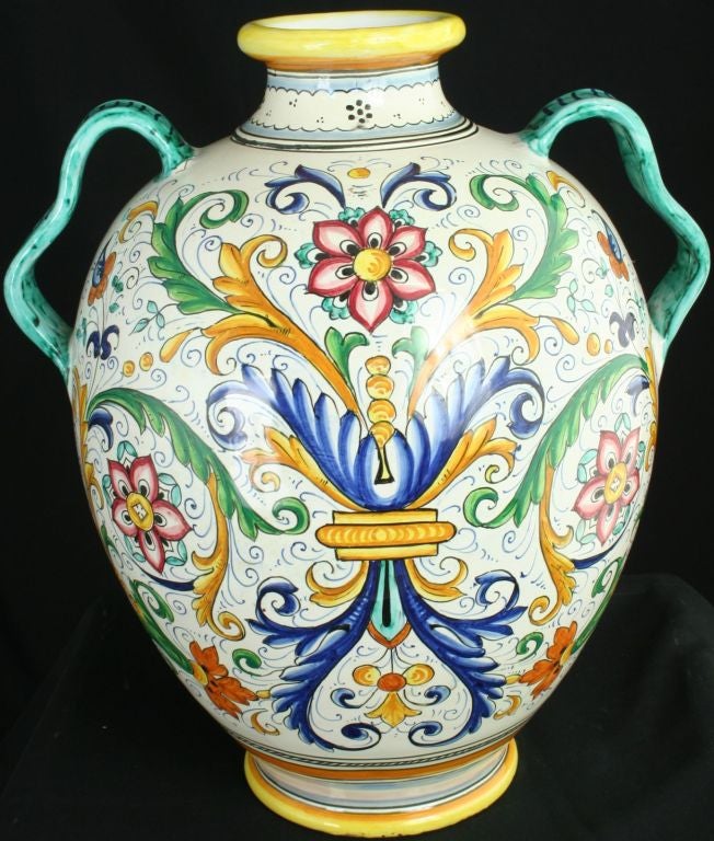 Large Vintage Italian Deruta Majolica Vase Jar 1