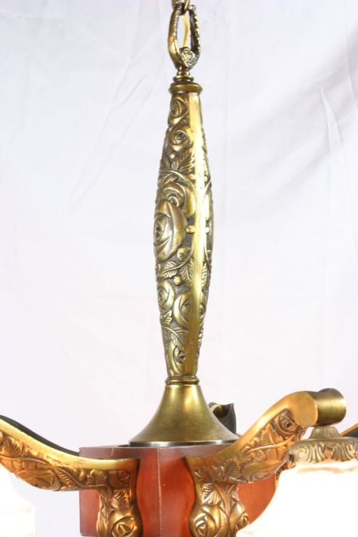 Vintage French Art Deco 5-Arm Chandelier Light Fixture