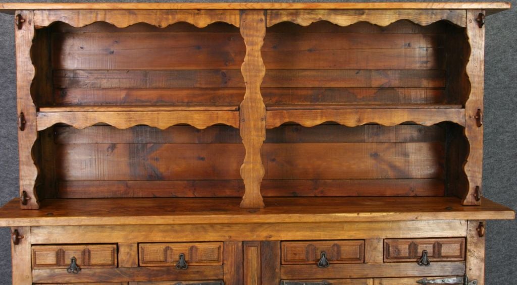 Mid-20th Century Vintage Spanish Mission Oak Buffet Sideboard Vasselier For Sale