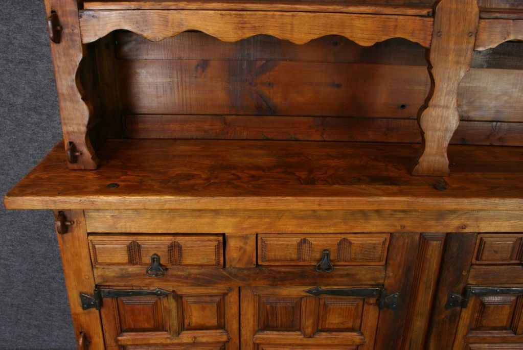 Vintage Spanish Mission Oak Buffet Sideboard Vasselier For Sale 3