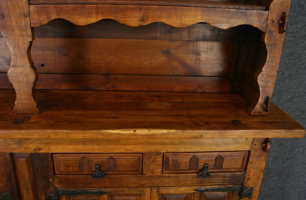 Vintage Spanish Mission Oak Buffet Sideboard Vasselier For Sale 4