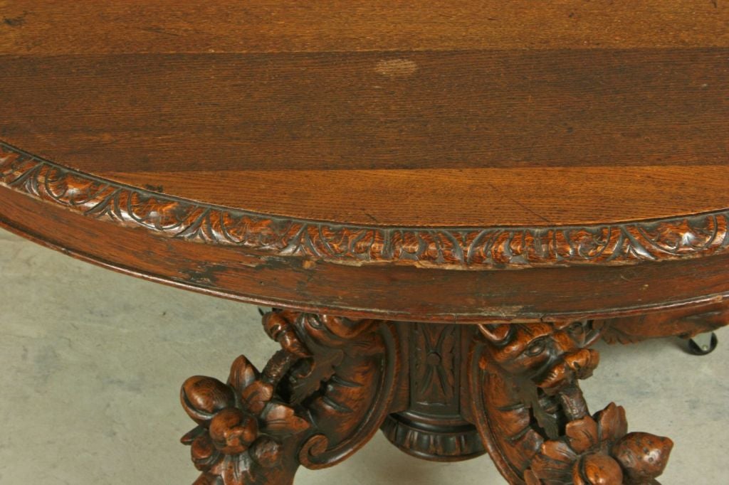 Antique French Carved Hunting Library Dining Table For Sale 4