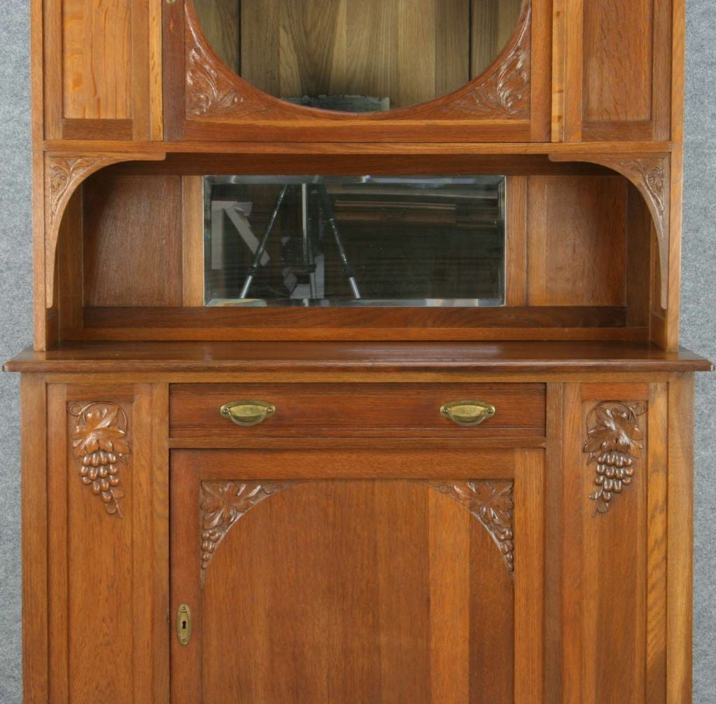 20th Century Antique French Art Deco Buffet China Cabinet Grapes For Sale