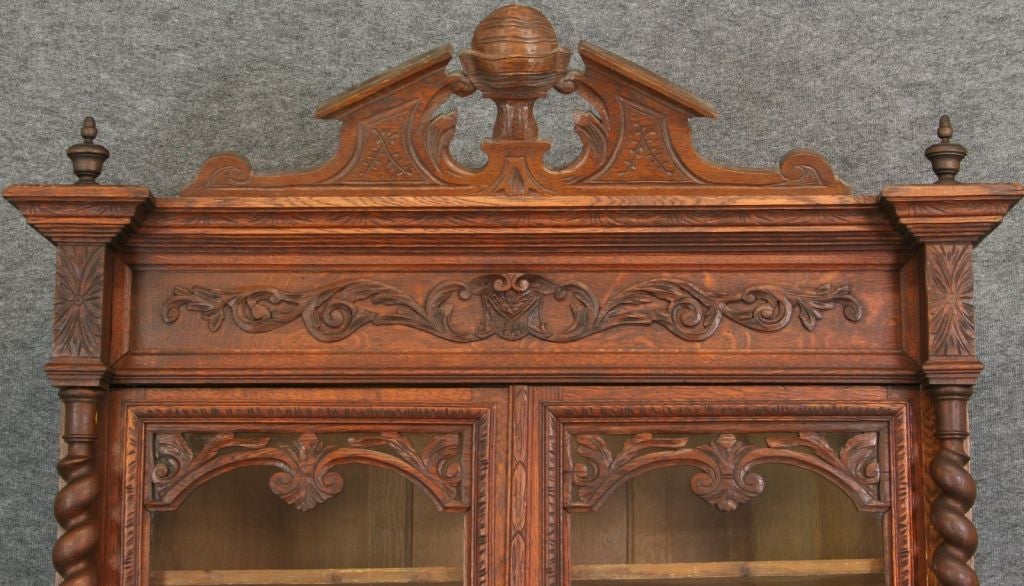Antique French Hunting Bookcase China Display Cabinet