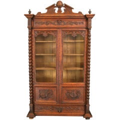 Antique French Hunting Bookcase China Display Cabinet