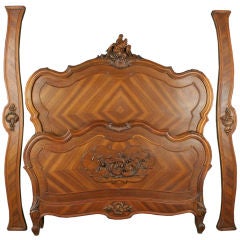 Antique French Country Louis XV Walnut Full-size Bed
