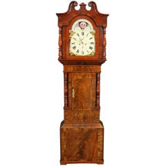 Antique English Moonroller Tall Case Grandfather Clock