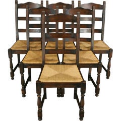 Set 6 Vintage Rustic French Country Dining Chairs Oak
