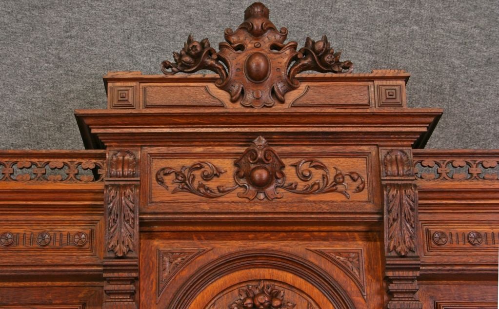 Antique French Gothic Renaissance Buffet Cabinet Hutch For Sale 1