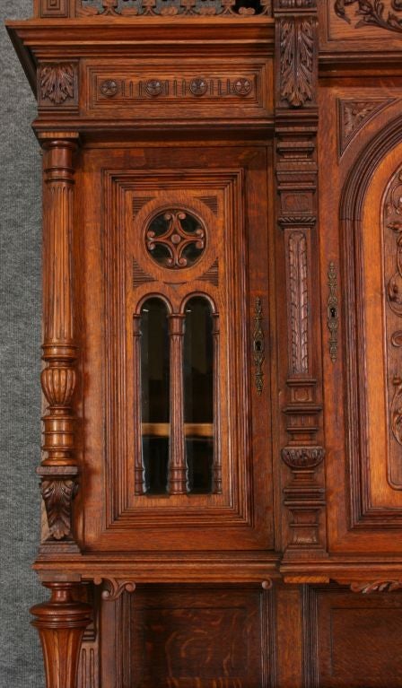 Antique French Gothic Renaissance Buffet Cabinet Hutch For Sale 3