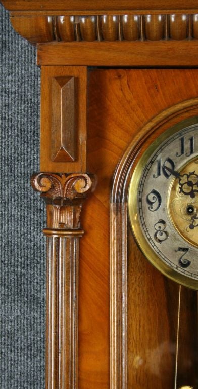 Glass Antique German Regulator Wall Clock Gustav Becker Lion