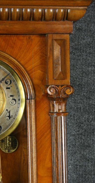 Glass Antique German Regulator Wall Clock Gustav Becker Lion