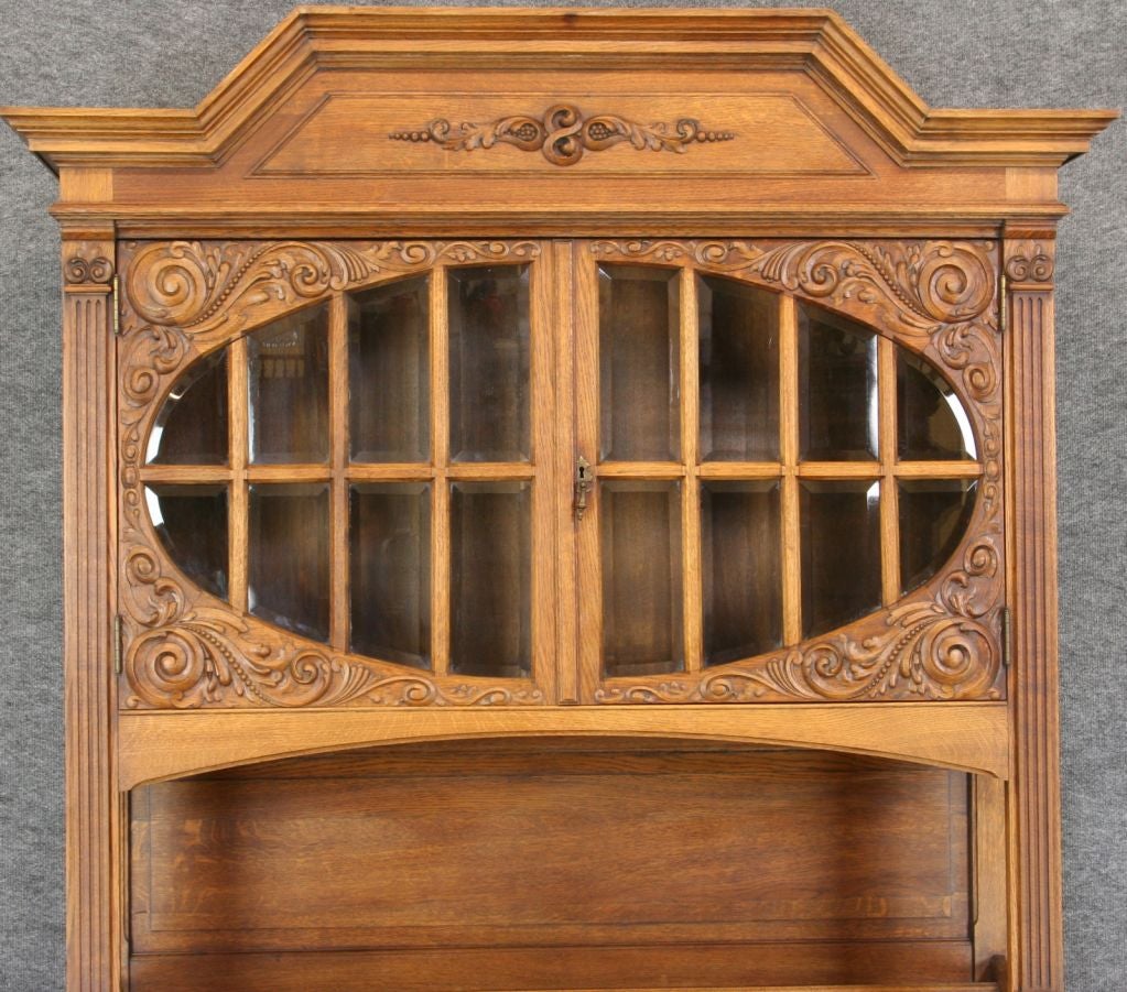20th Century Antique German Carved Renaissance Buffet China Cabinet For Sale