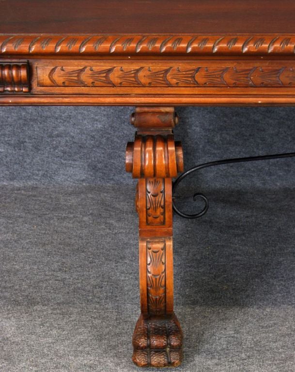 Mid-20th Century Large Vintage Spanish Renaissance Claw Foot Table
