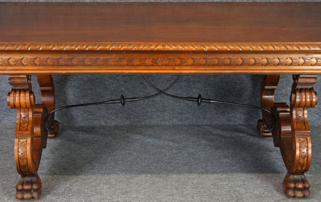 Iron Large Vintage Spanish Renaissance Claw Foot Table