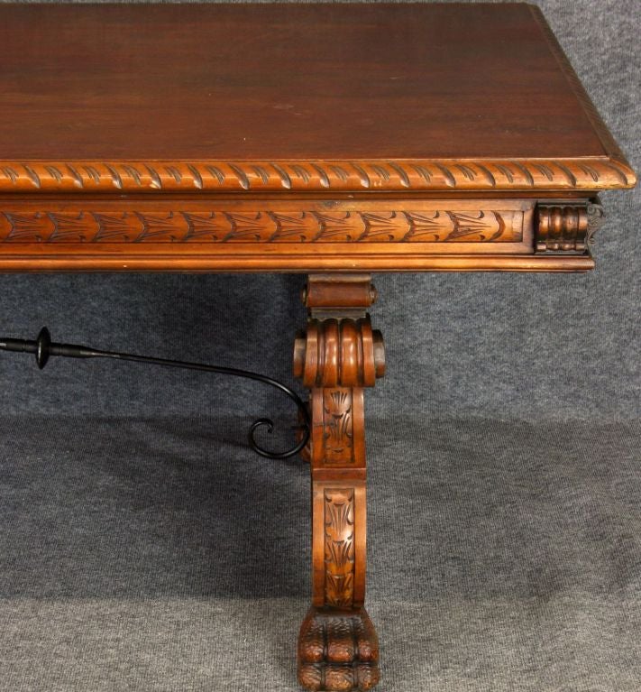 Large Vintage Spanish Renaissance Claw Foot Table 1